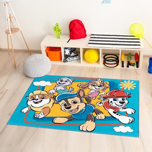 Image of Gertmenian Paw Patrol Indoor Area Rug - 3x5 Small, Non-Slip, Ideal for Children in Bedroom, Game Room, Classroom, Nursery or Play Area - Paw Patrol Team, Blue /Red, 28022