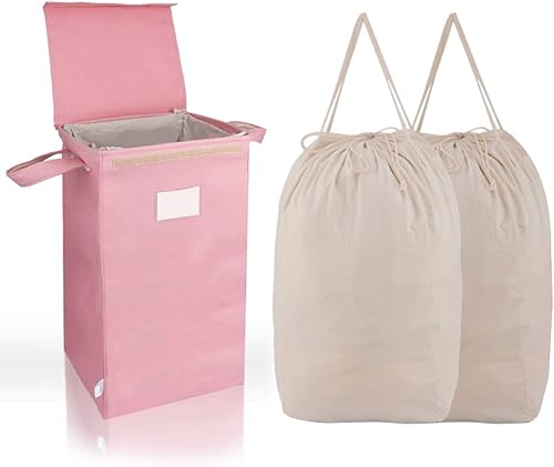 MCleanPin Cesta para la ropa sucia plegable con tapa y 2 bolsas extraíbles, cesta plegable para ropa sucia con asas, cesta plegable para habitación