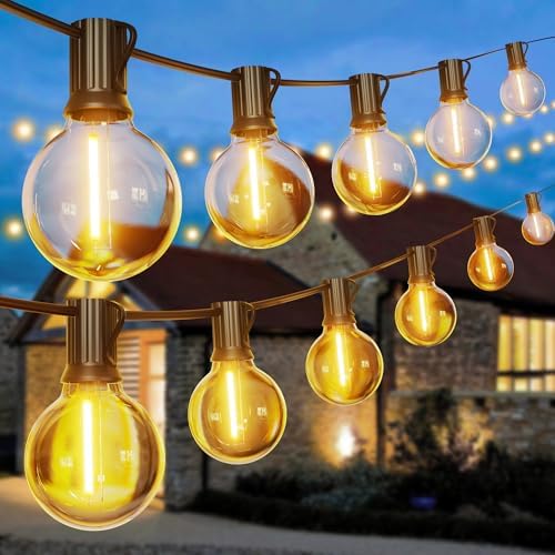 Torkase Outdoor String Lights Mains Powered,110FT/33M G40 Garden ...