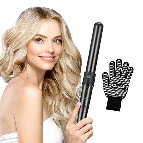 CkeyiN 32mm Curling Wand, Professional Ceramic Barrel Hair Curler for Long Hair & Big Beach Waves Curls Adjustable Temperature Dual Voltage with Glove Curling Tong
