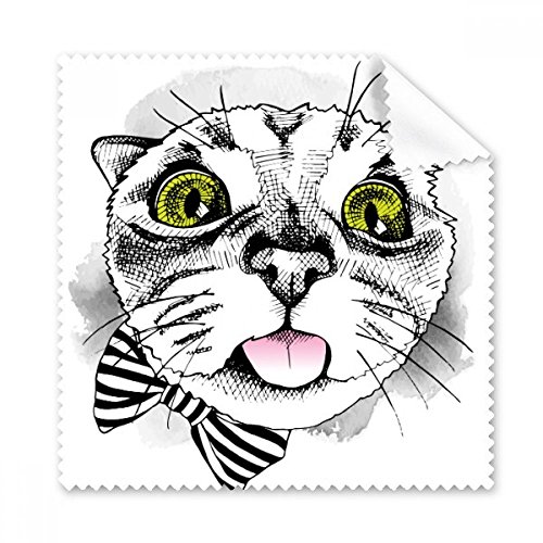 Chiffon nettoyant lunettes motif chat blanc pour écrans et verres l 5 pièces