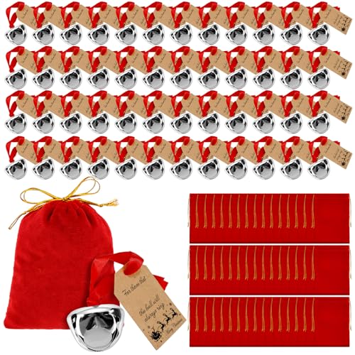 Duraaamo 24 Sets Christmas Polar Themed Party Gifts Bulk Believe Bell Ornaments Santa Sleigh Bells Christmas...