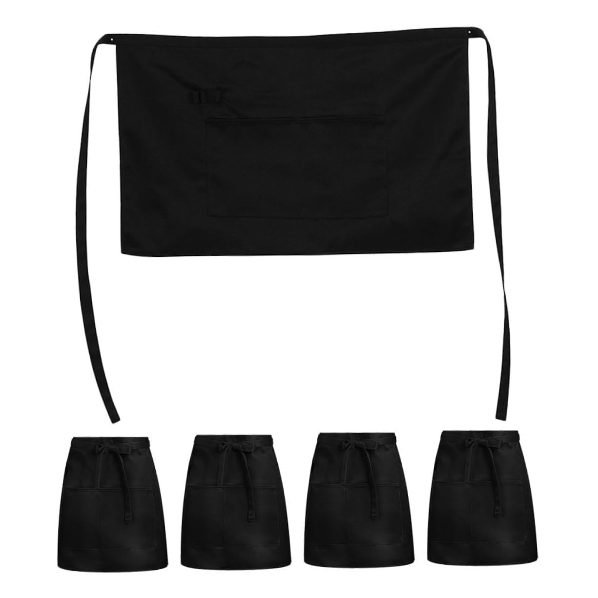5 Pezzi Di Grembiule: Grembiule Corto Da Cameriere Con Tasche - Stile Mezza Vita Per Il Personale Del Ristorante - Con Cinturino Lungo in Vita Per Uomini E Donne