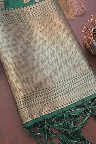 Image of DEVANGI Women's Woven Jacquard Banarasi Silk Printed Dupatta /Chunni with Meena Work, Width 1 Meter, Length 2.5 Meter