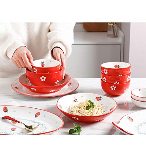 Amazon.co.jp: 赤いイチゴ柄セラミックステーキフードプレート皿ライス