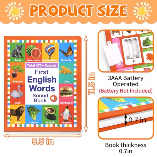 Arnbz My First English Words Sound Book, 470+ Sounds, 21 Topics, Ages 2-5 - image 7
