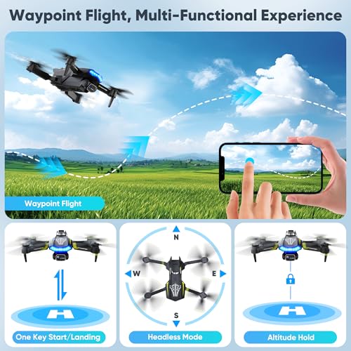 Flymevac Drone with Camera, Dual 720HD, Drone for Kids with Cool Lights, Gestures Control, Vertical Shooting, Waypoint Flight, Gravity Control, 3D Flip, 3-Speeds, Drones for Adults, Beginners, Kids - Thumbnail 4