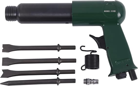 Doppy Air Hammer Kit with Quick Change Retainer and 4 Chisels, 3000 BPM, 1/4" Air Inlet Thread Interface - Pneumatic Shovel Tool for Scraping, Chipping, Punching and Cutting & Industrial