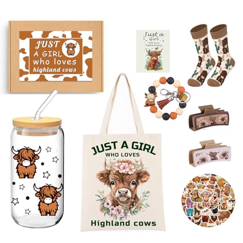 Hqvbvc 8Pcs Highland Cow Lover Gifts for Women...
