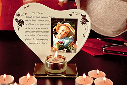 Her Smile Memorial Poem & Photo Candle Holder by Memorial