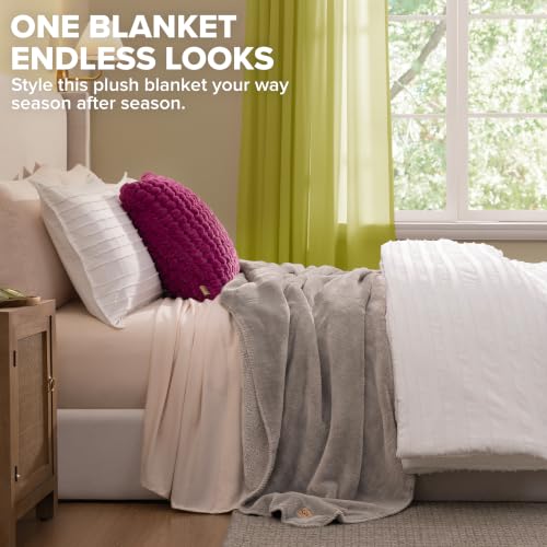 UGG Whitecap King Blanket, Plush Fleece, 110" x 90", Gray - image 2