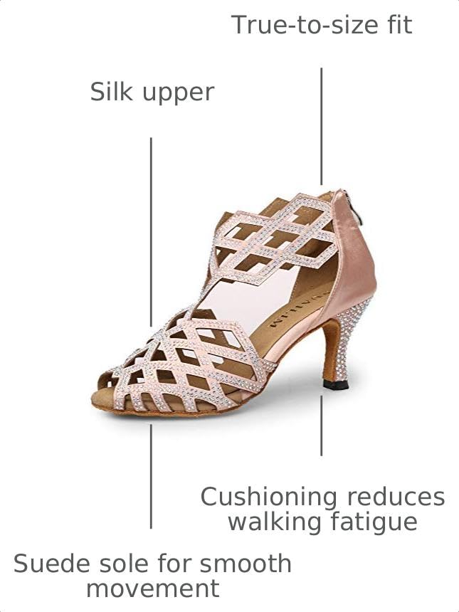 Image of Women's Ballroom Rhinestone Dance Shoes, Latin Salsa Bachata Practice Performance Dancer Shoes