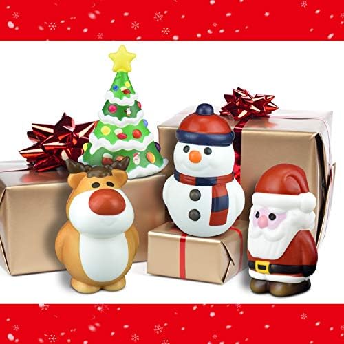 ERKOON 4 Pack Christmas squishy Toys Soft Slow Rising Jumbo mochi Squishies Mochi Cream Scented Stress Relief Hand Toys with Santa Snowman Christmas Tree Cow Gifts for Christmas