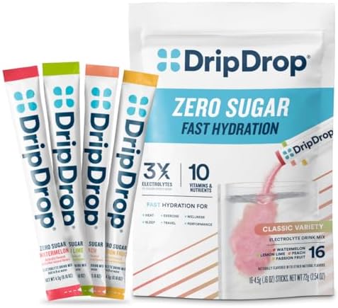 DripDrop Sugar Free Hydration Packets - Zero Classic Variety Pack...
