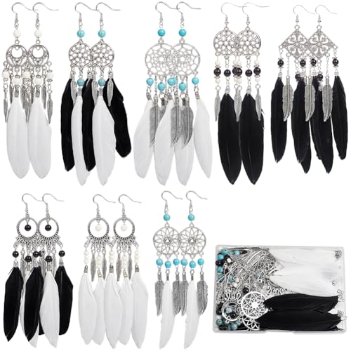 Kit de abalorios de plumas para diseñar 8 pendientes exclusivos 2