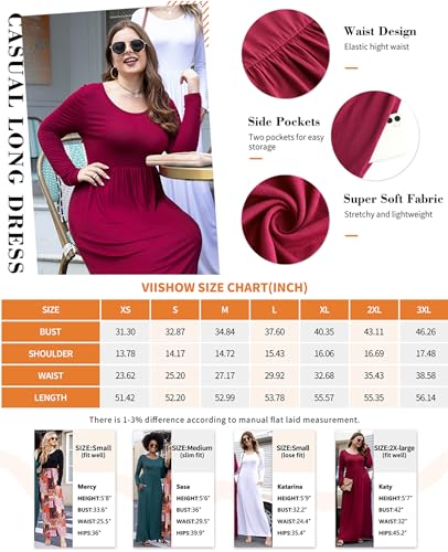 Viishow VS1004-LONG SLEEVE WHITE-L Women'S Long Sleeve Loose Plain Maxi Dresses Casual Long Dresses thumb #3