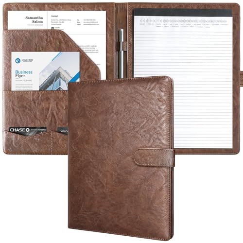 Image of Mymazn Padfolio, Portfolio Folder, Legal Pad Holder, Resume Folder | Faux Leather Binder with Document Organizer, Business Card Holder, Letter-Size Notepad for Interview, Men & Women