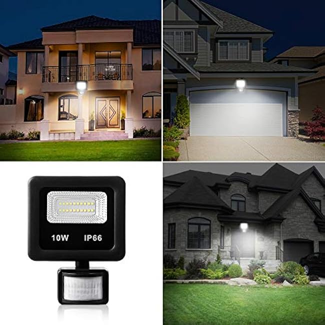 Motion Sensor Flood Light 10W Security Light 6500K Daylight White