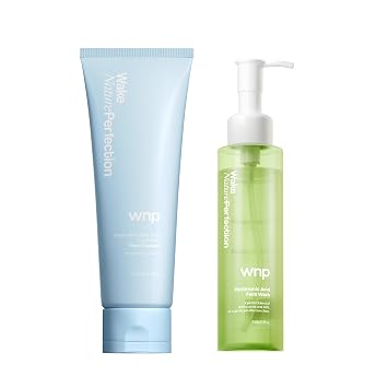 WNP Double Cleanser Duo for Facial Cleansing Amino Acid Deep Clean Gel & Hyaluronic Acid Hydrating Face Wash for Gentle, Non-Stripping, Moisture-Locking Daily Cleanse