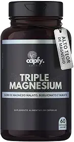 Tri Magnésio Malato Taurato Bisglicinato 600 mg 60 Cápsulas Triple Magnesium Premium Alta Concentração Capfy. Nutrition
