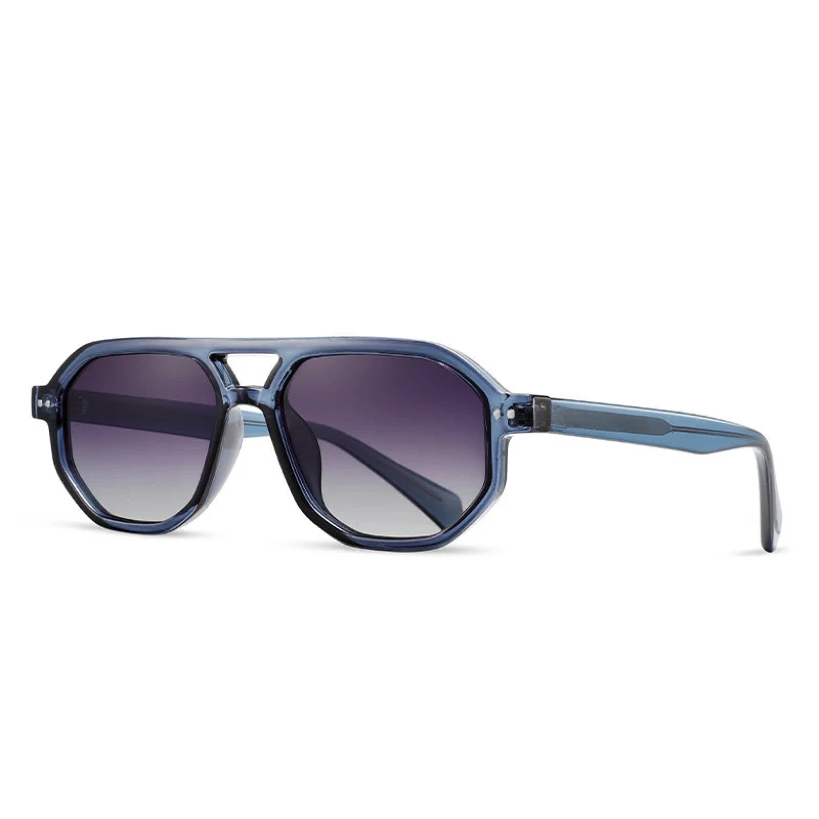 Lunettes de soleil rétro polygone mixtes avec verres dégradés de protection UV400