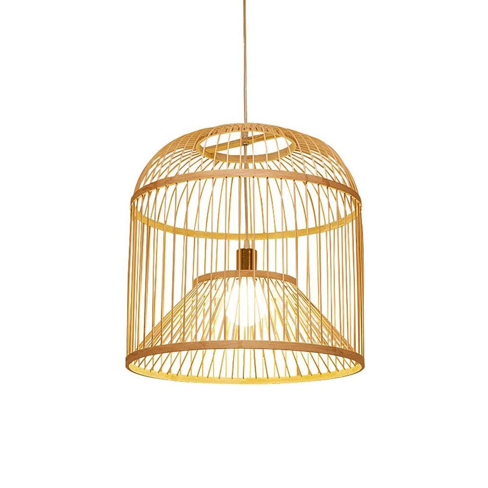 Lustre restaurant café déco suspension cage à oiseaux en bambou E27 - 8