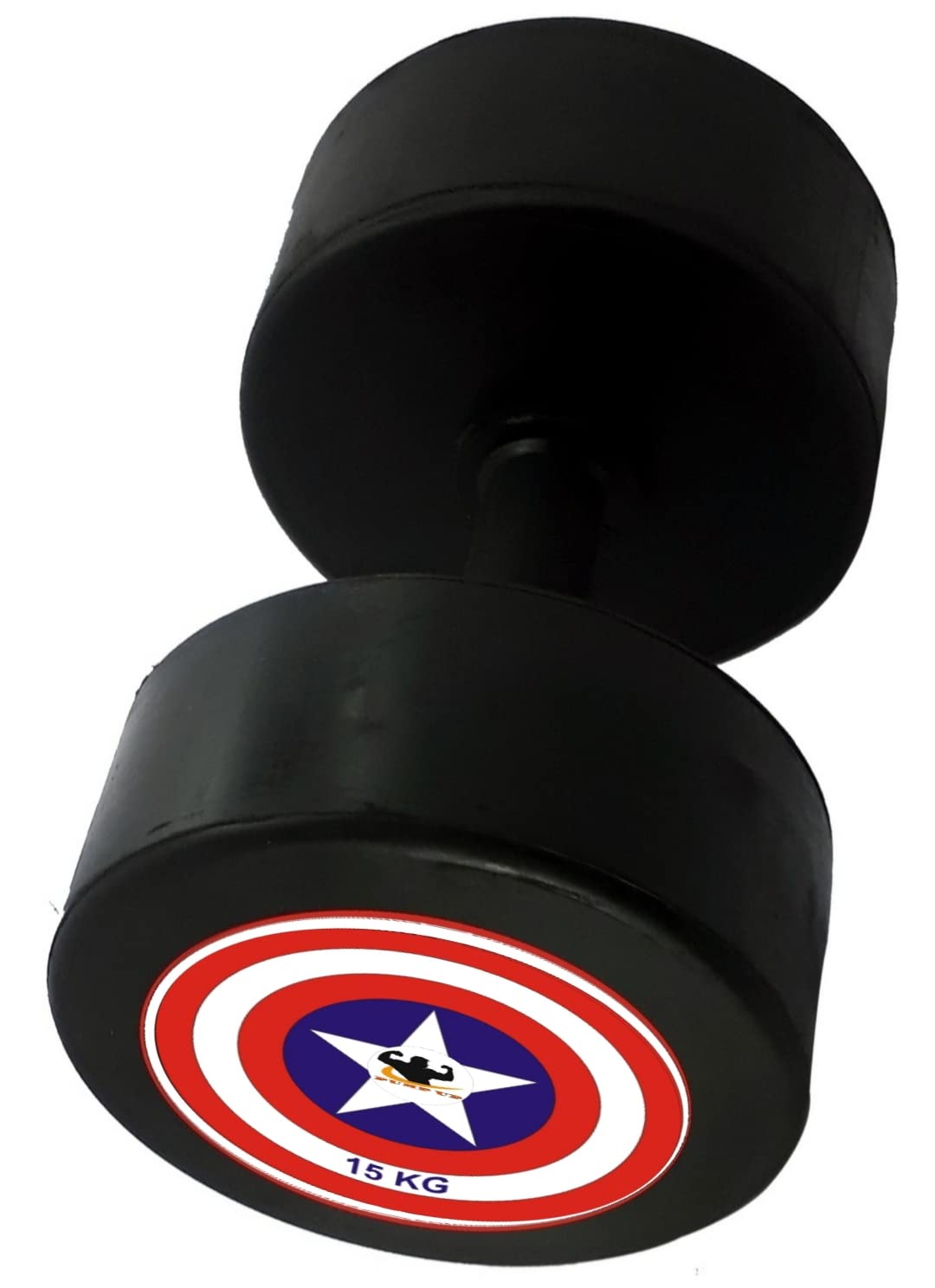 PUMP UP Captain America Dumbbell 15Kg Single Piece/Single Dumbell Premium Rubber Coating/Home Gym Exercise Dumble/ 15Kg Weight., Black