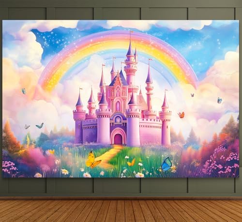 6x4FT Vintage Books Backdrop - Castle Princess Theme Party Background For Birthdays Baby Showers