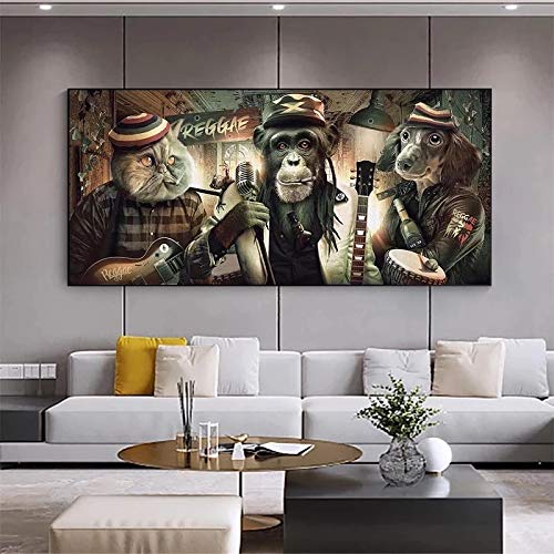 Lunettes de fumée musique hip hop singe affiches impressions sur toile 50x100