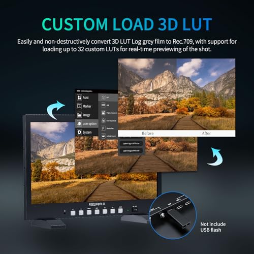 Image of FEELWORLD FVM215 21.5 Inch 1000nit High Bright Production Broadcast Studio Monitor with Waveform LUT 8 Bit Color Depth 4K60Hz HDMI 3G SDI in and Out