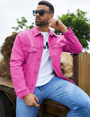 Image of Bindefon Denim Jackets for Men Trucker Jean Jacket Unlined Coats Spring Fall Outfits