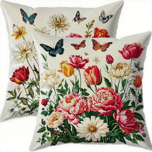 Housse coussin 60x60cm imperméable en velours rouge avec zip invisible - 2