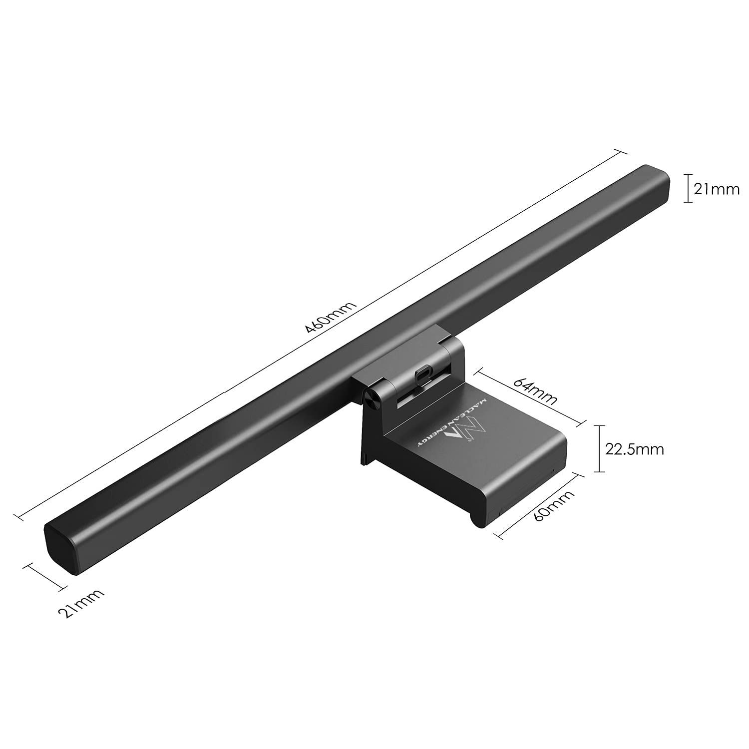 Maclean MCE620 Lampe de moniteur LED 5 W Luminosité et température de couleur réglables Lampe de bureau USB Type-C 5 V