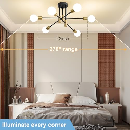 Image of Modern Chandelier Ceiling Light Fixture, 6-Light Sputnik Dining Chandeliers
