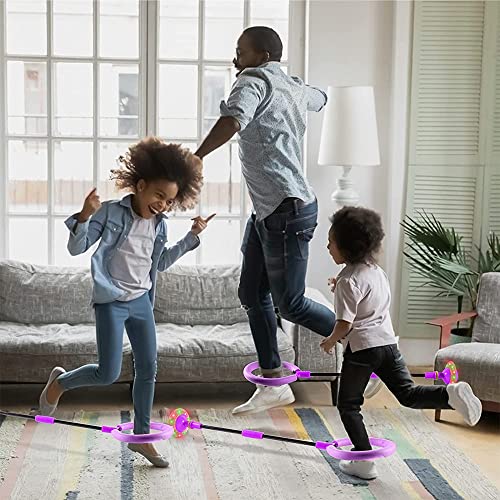 MEISHANG Swing Wheel mit Lichtrad,Kinder Blinkender Springring,Kinder Blinkender Springring Fußkreisel,Springender Ball Blinkender,Faltbarer Flash Jumping Ball,Blinkender Sprungball (Lila/1)