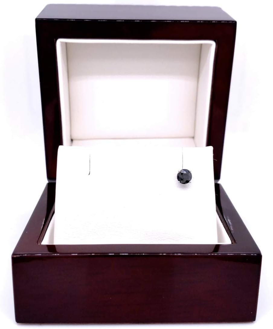 Diamond Wish 18k White Gold Round SINGLE Black Diamond Stud Earring (0.15cttw) 4-Prong Basket set with Screw-back - Image 5