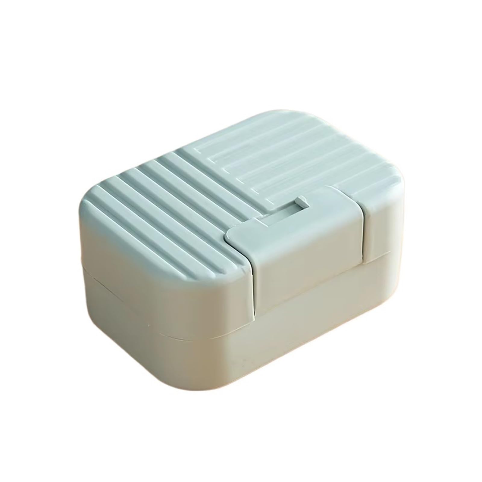 Soap Dish with Lid Student Dormitory Bathhouse Travel Portable Drain Creative Cute Box For Bathroom(Blue)