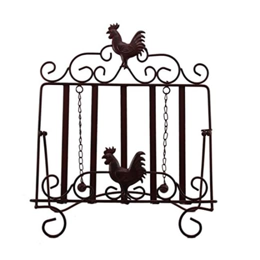 LL Home 21677 Metal Rooster Book Easel Page Weights, One Size, Dark Red