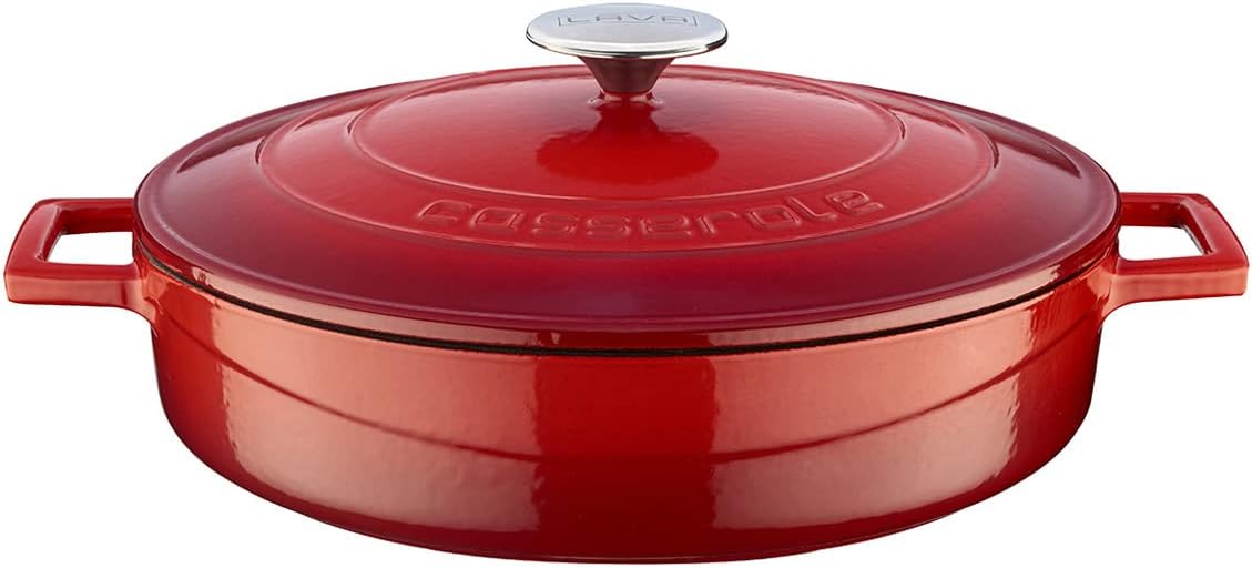 Lava Metal Döküm Çok Amaçlı Yayvan Tencere, Trendy, 28 cm, 3.51 L Hacim, Kırmızı - Görsel 1