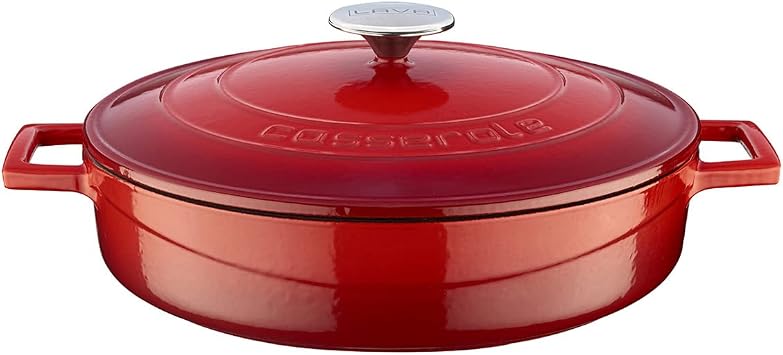 Lava Metal Casting Multi-Purpose Spring Pot, Trendy, 28cm, 3.51 L Volume, Red