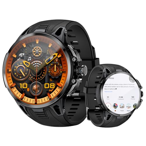 LOKMAT Reloj inteligente Android 4G, pantalla AMOLED de 1,75 pulgadas, 3 GB+32 GB, rastreador de actividad deportiva para hombres y mujeres, con ranura para tarjeta SIM, cámara giratoria, GPS, NFC