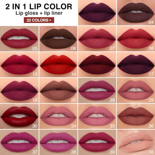 Image of evpct Brick Red Liquid Lipstick Lip Liner 2in1 for Long-lasting Lip Makeup
