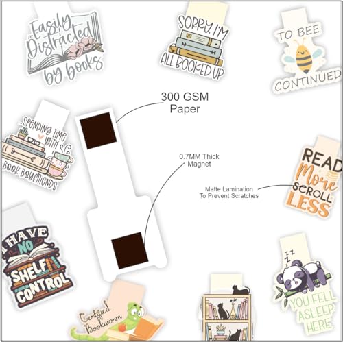 Image of Zesta Magnetic Bookmark Set of 9 | Aesthetic Book Mark for Reading | Cute Anime Bookmarks for Kids, Students | Book Accessories for Novels, Gifts for Readers