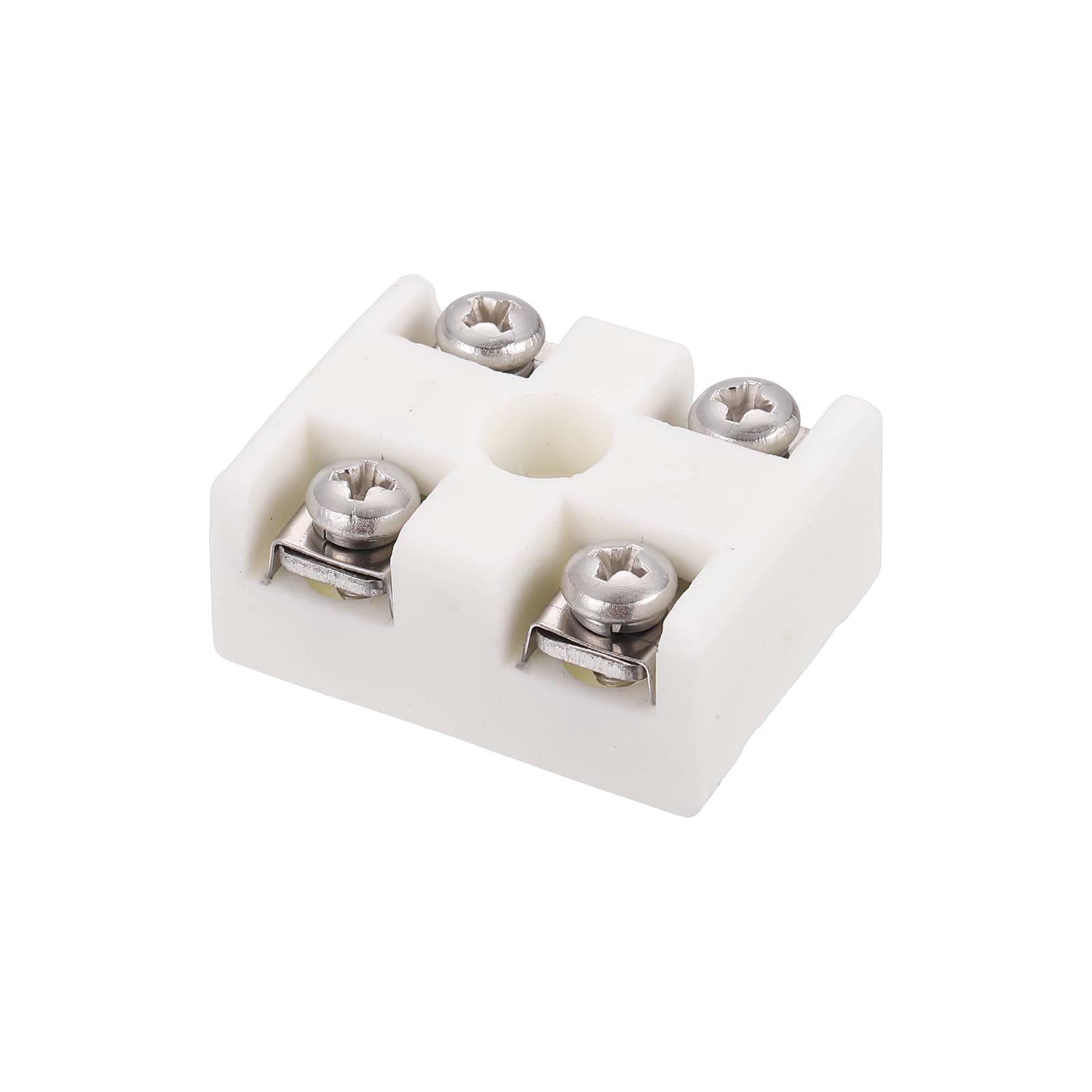 sourcing map 2 Way Ceramics Terminal Blocks, 30A 110V-600V High Temp Porcelain Ceramic Electrical Connectors with Stainless Steel Conductors 40x30x18 mm for Electric Wire Cable