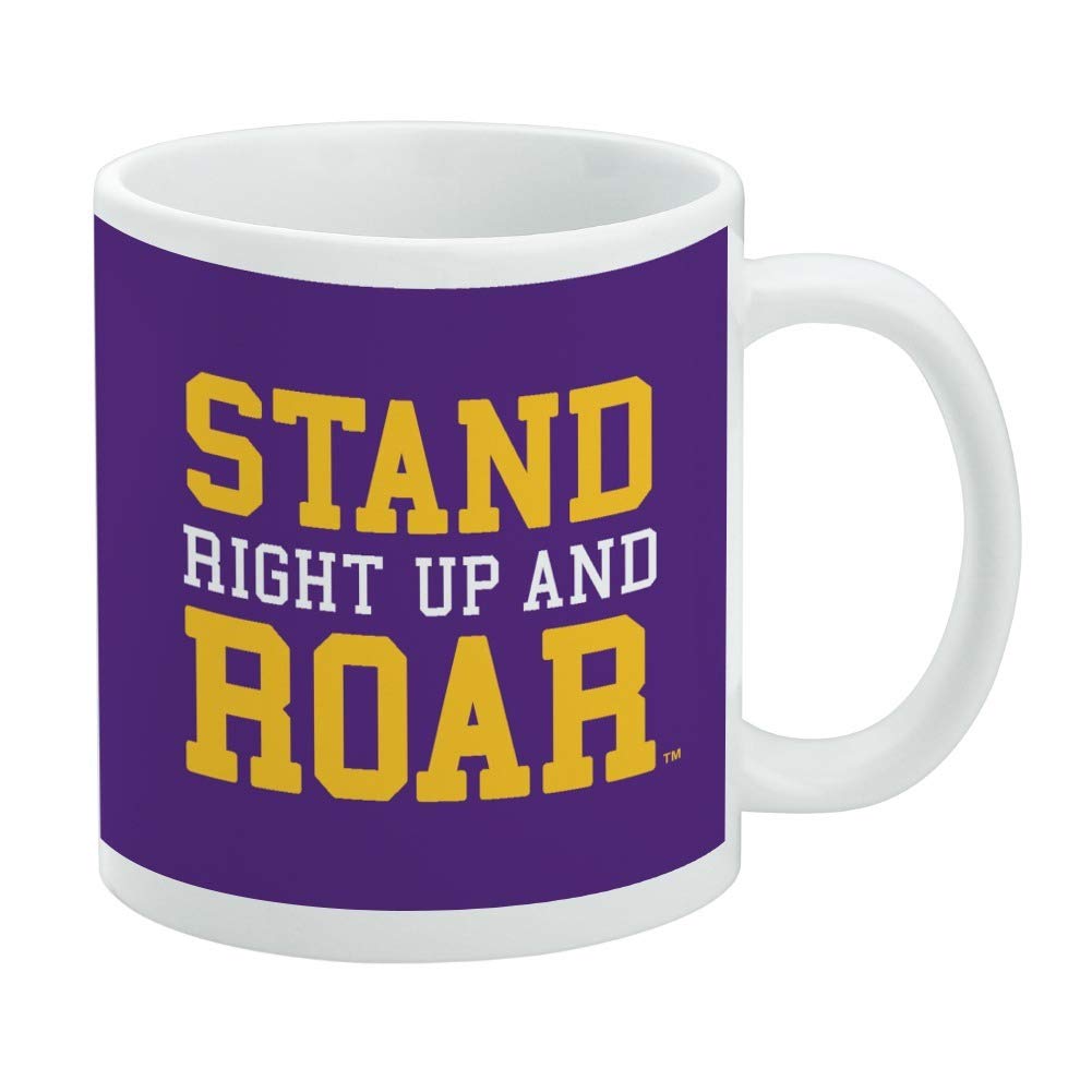 Stand Up and Roar LSU Tigers Football Ceramic Coffee Mug, Novelty Gift Mugs for Coffee, Tea and Hot Drinks, 11oz, White