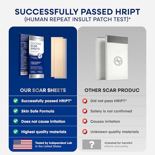 Image of Silicone Scar Sheets for Surgical Scars - 4 Sheets (1.5″ x 3″) Medical Grade Reusable Scar Tape for Surgical, C-Section, Burn, Hypertrophic & Keloid Scars, Medium /Tan Tone
