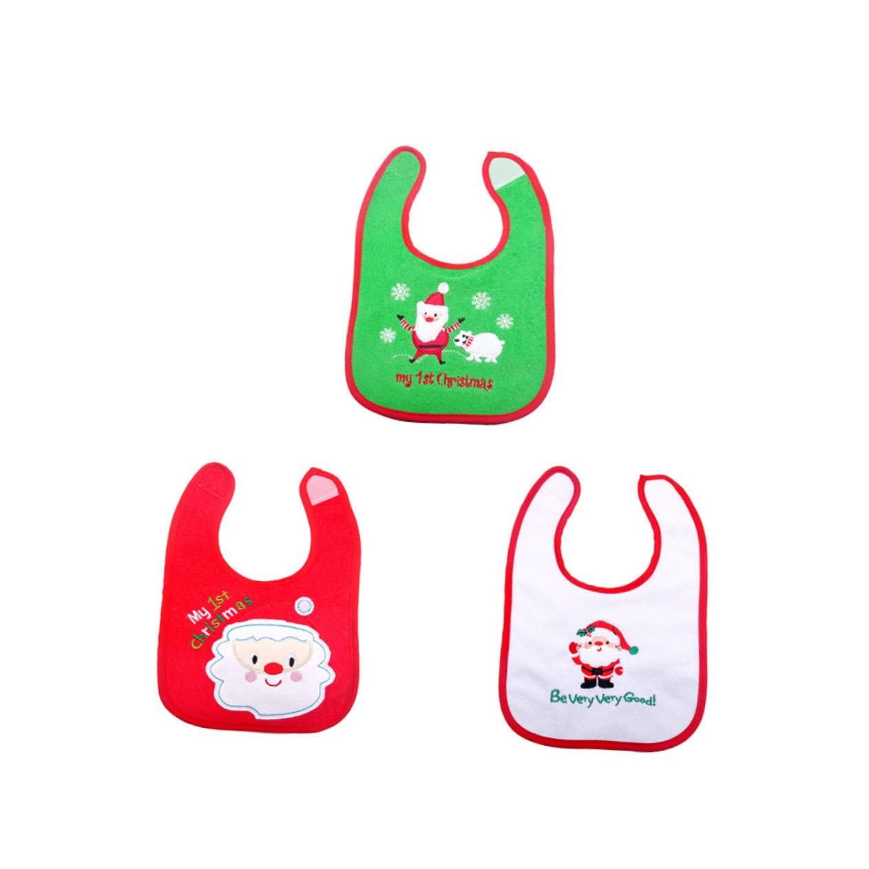 VICASKY 9piezas Baberos De Captor De Alimentos Diseño De Santa Claus Para Comidas y Salidas Infantiles