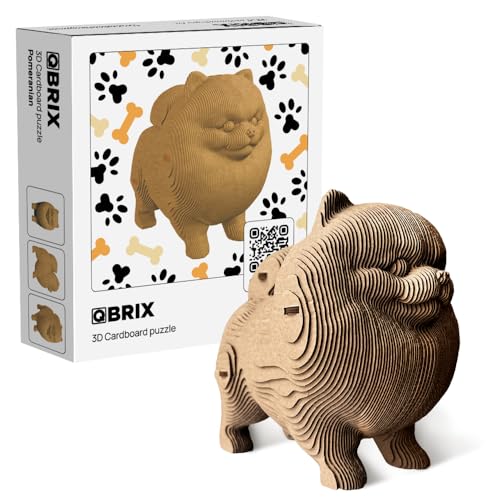 Image of QBRIX Pomeranian 3D Puzzles for Adults, 3D Puzzles for Adults, 3D Model Kit for Teens, DIY Crafts for Home Decor, Original Gift for Boys&Girls 14+, Cardboard Model Building Kit