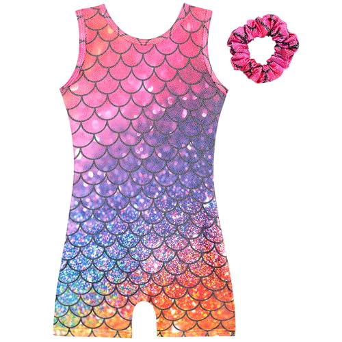 HOZIY Gymnastics Leotards for Girls with Shorts Biketards Dance Tumbling Outfits Matching Scrunchies 1-12 Years Old