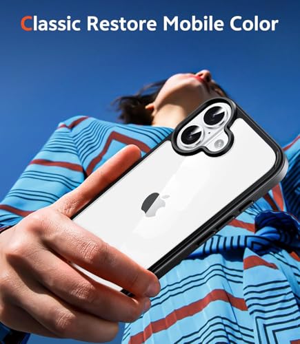 Image of ClearBlack Transparent Back Cover for iPhone 17, Anti-Yellow Clear Polycarbonate Hard Back with Black TPU Bumper, Shockproof Hybrid Case, Anti-Scratch 360 Degree Protection Mobile Cover